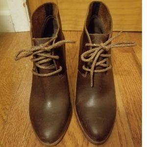 Ladies UGG lace up booties with heels brown size 8